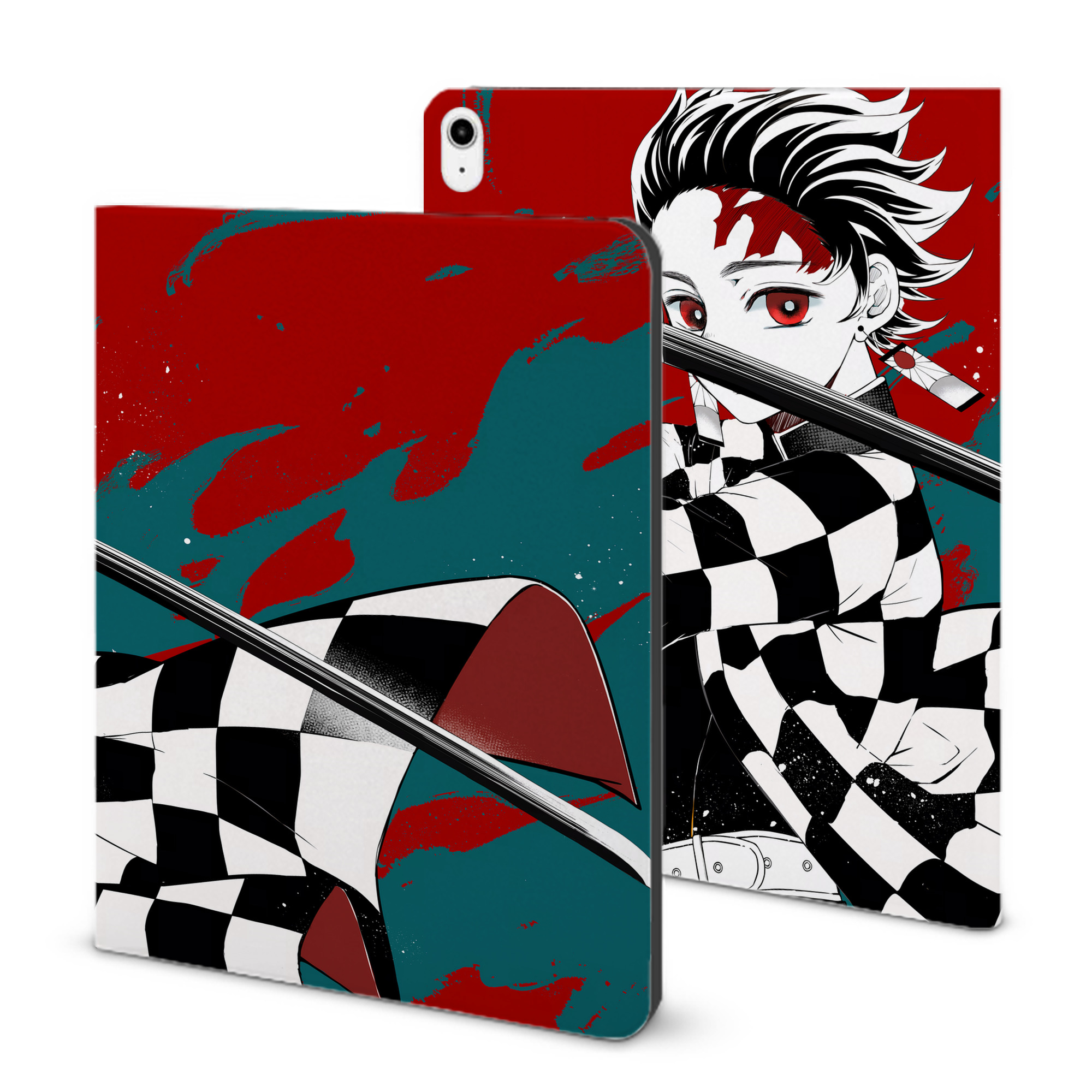 （画像用） 鬼滅の刃（きめつのやいば）竈門 炭治郎／かまど たんじろう Kamado Tanjirou IPadケース ペンホルダー付き ブックスタイルデザイン